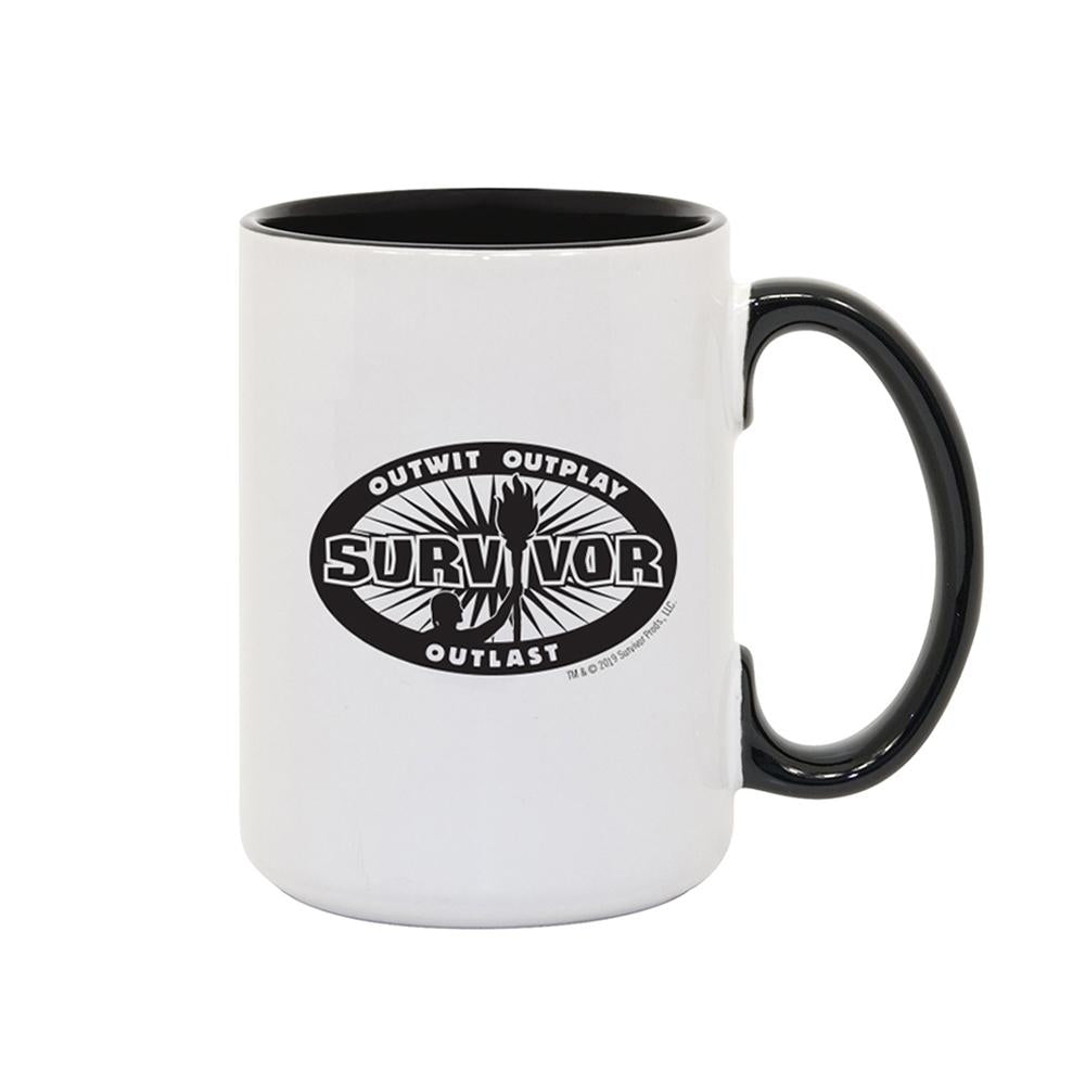 Survivor Outwit, Outplay, Outlast Logo Two-Tone White Mug | Official CBS Entertainment Store