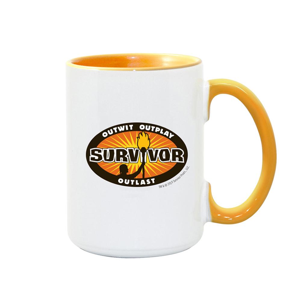 Survivor Outwit, Outplay, Outlast Logo Two-Tone White Mug | Official CBS Entertainment Store