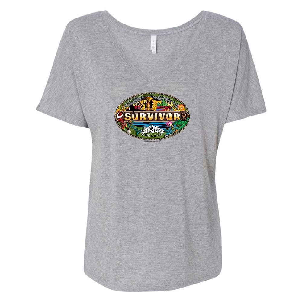 Survivor Mashup Logo Women's Relaxed V-Neck T-Shirt | Official CBS Entertainment Store