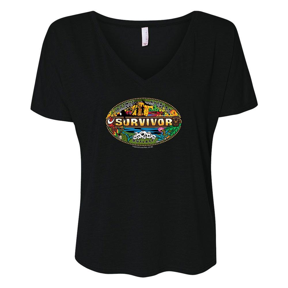 Survivor Mashup Logo Women's Relaxed V-Neck T-Shirt | Official CBS Entertainment Store