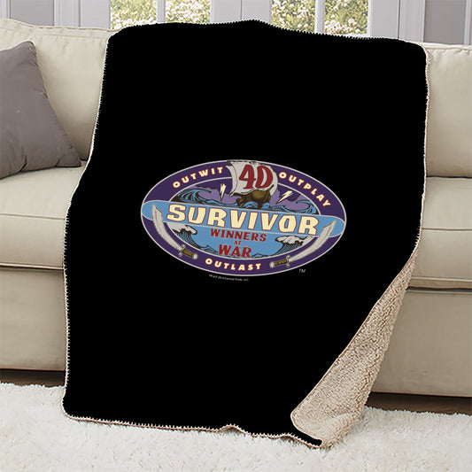 Survivor Season 40 Winners at War Logo Sherpa Blanket-0