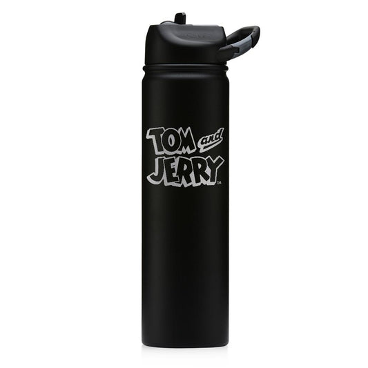 Tom and Jerry BW Logo Laser Engraved SIC Water Bottle-0