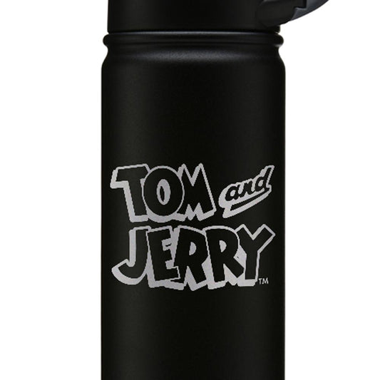 Tom and Jerry BW Logo Laser Engraved SIC Water Bottle-1