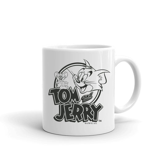 Tom and Jerry Happy! Black Logo White Mug-1