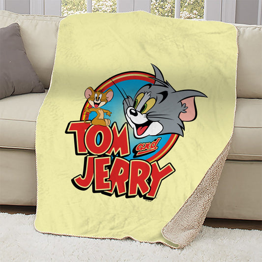 Tom and Jerry Logo Sherpa Blanket-1