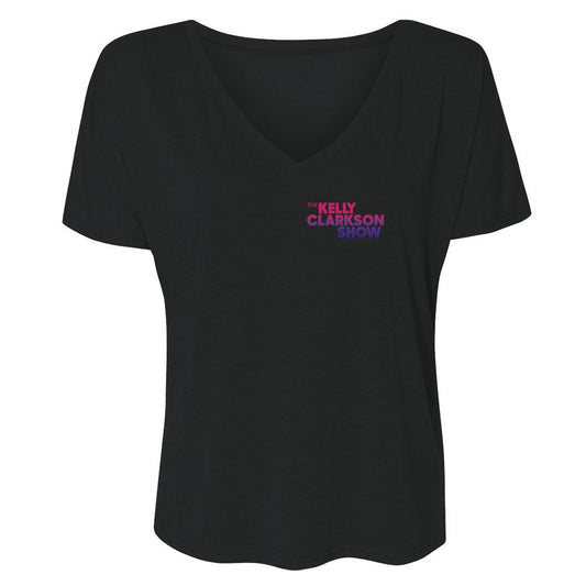 The Kelly Clarkson Show Multi-Color Left Chest Logo Women's Relaxed V-Neck T-Shirt-1