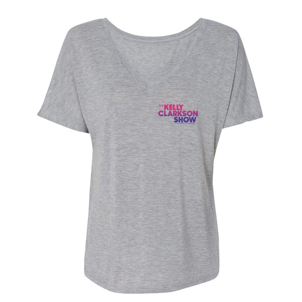 The Kelly Clarkson Show Multi-Color Left Chest Logo Women's Relaxed V-Neck T-Shirt