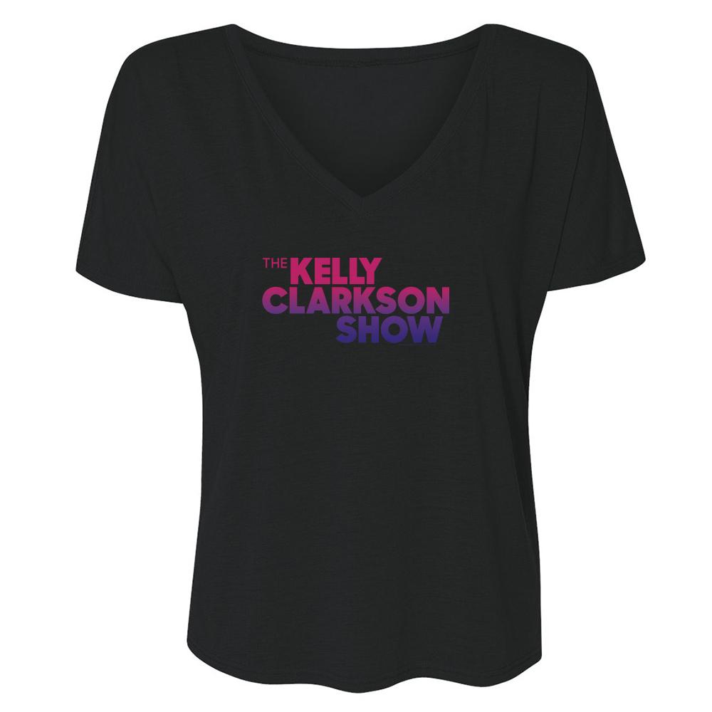 The Kelly Clarkson Show Multi-Color Logo Women's Relaxed V-Neck T-Shirt