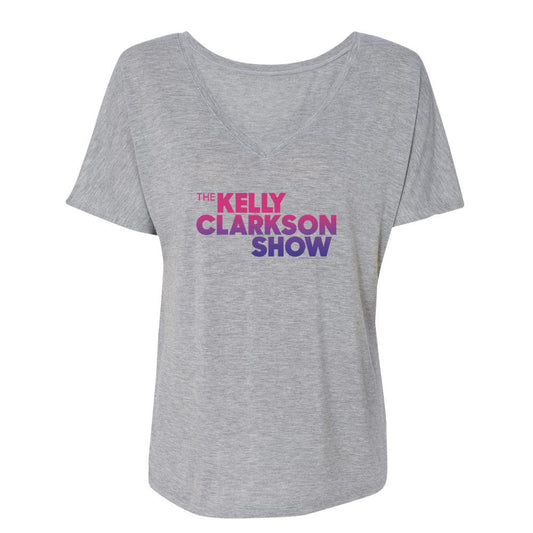 The Kelly Clarkson Show Multi-Color Logo Women's Relaxed V-Neck T-Shirt-0