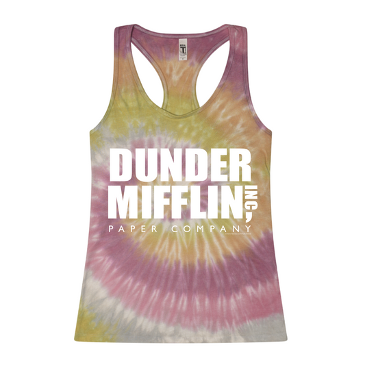 The Office Dunder Mifflin Tie Dye Racerback Tank Top-3