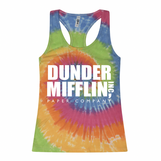 The Office Dunder Mifflin Tie Dye Racerback Tank Top-0