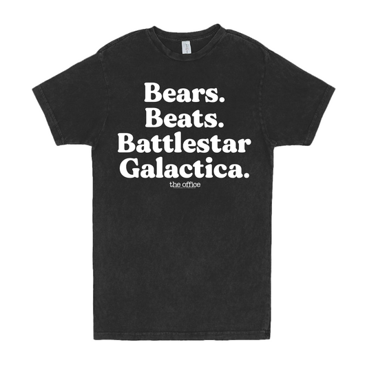 The Office Bears. Beats. Battlestar Galactica. Distressed Short Sleeve T-Shirt-2