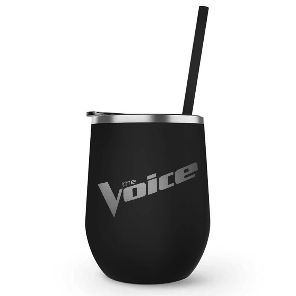 The Voice Wordmark Laser Engraved Wine Tumbler with Straw