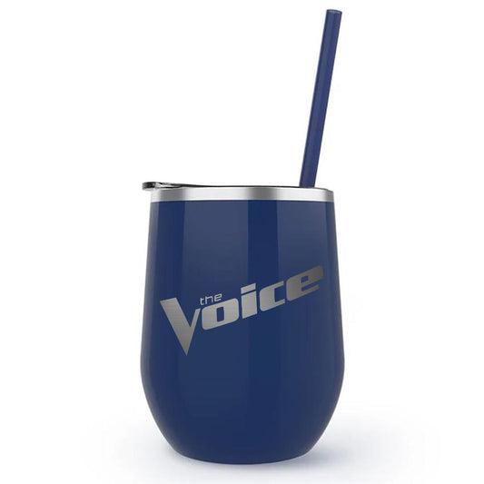 The Voice Wordmark Laser Engraved Wine Tumbler with Straw-1