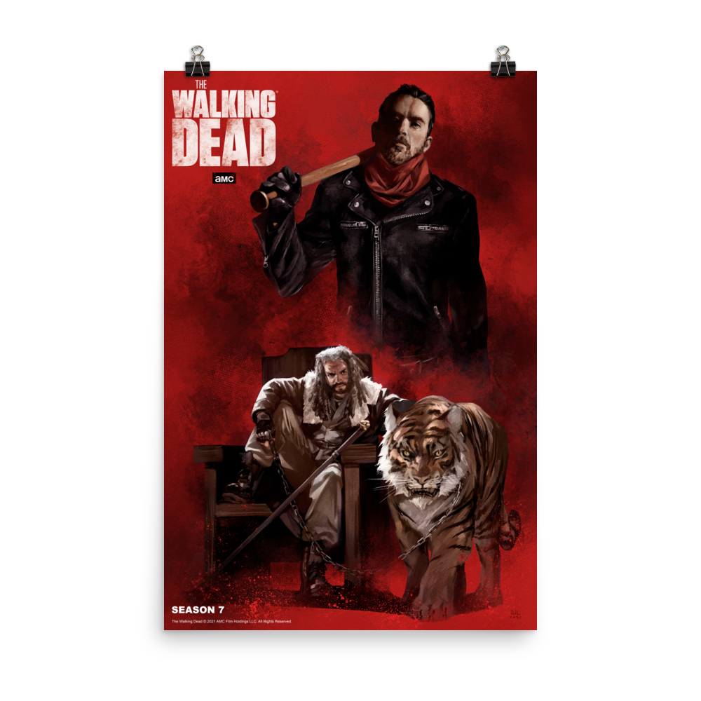 11 Weeks of TWD – Season 7 by Rafael de Latorre Premium Satin Poster