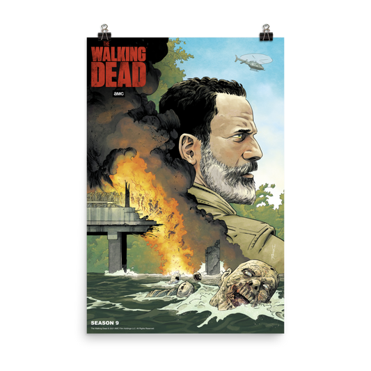 11 Weeks of TWD – Season 9 by Declan Shalvey Premium Satin Poster-0