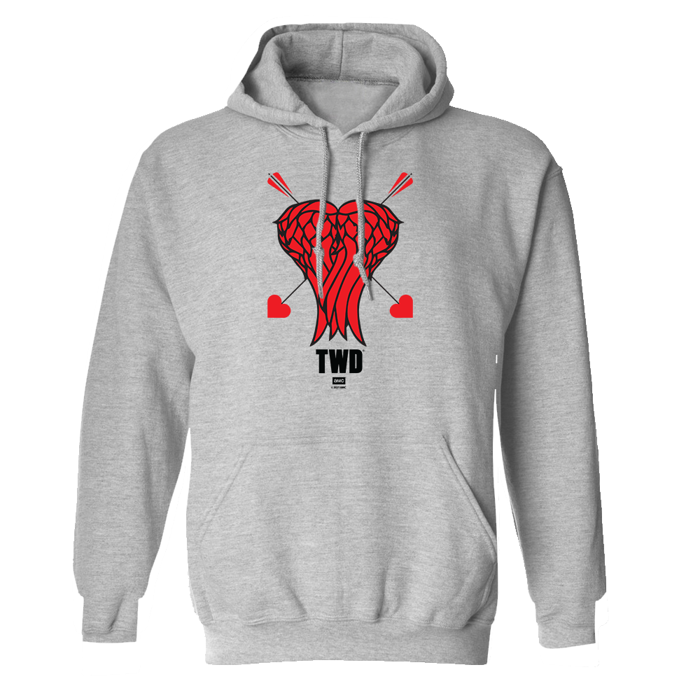 The Walking Dead Daryl Heart Wings Fleece Hooded Sweatshirt