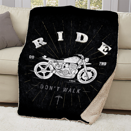 The Walking Dead Daryl Ride Don't Walk Sherpa Blanket-1