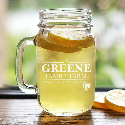 The Walking Dead Greene Family Farm Laser Engraved Mason Jar-0