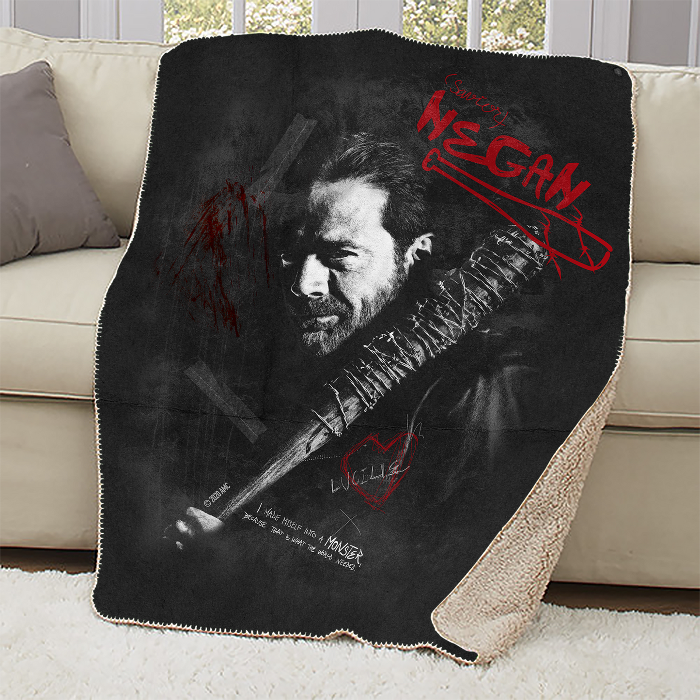 The Walking Dead Negan Graffiti Sherpa Blanket