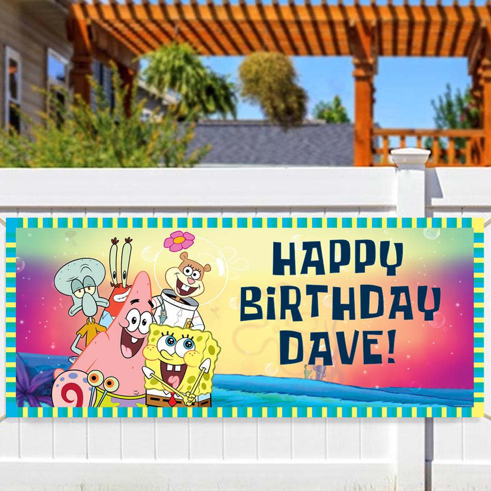 Spongebob Squarepants Group Shot Personalized Banner - SpongeBob SquarePants Official Shop