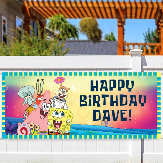 Spongebob Squarepants Group Shot Personalized Banner - SpongeBob SquarePants Official Shop-0