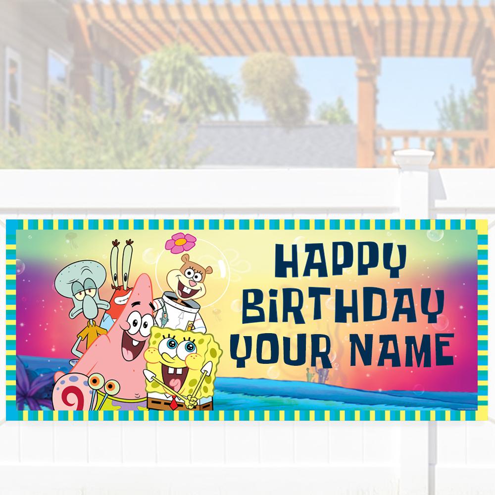 Spongebob Squarepants Group Shot Personalized Banner - SpongeBob SquarePants Official Shop