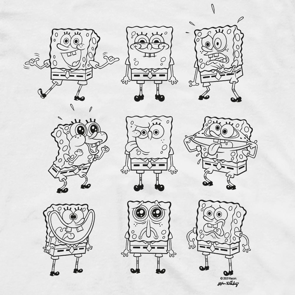 SpongeBob SquarePants Black and White Moody Short Sleeve T-Shirt - SpongeBob SquarePants Official Shop
