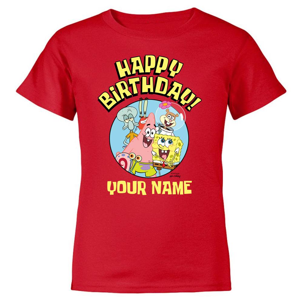 SpongeBob SquarePants Group Shot Personalized Kids Short Sleeve T-Shirt - SpongeBob SquarePants Official Shop