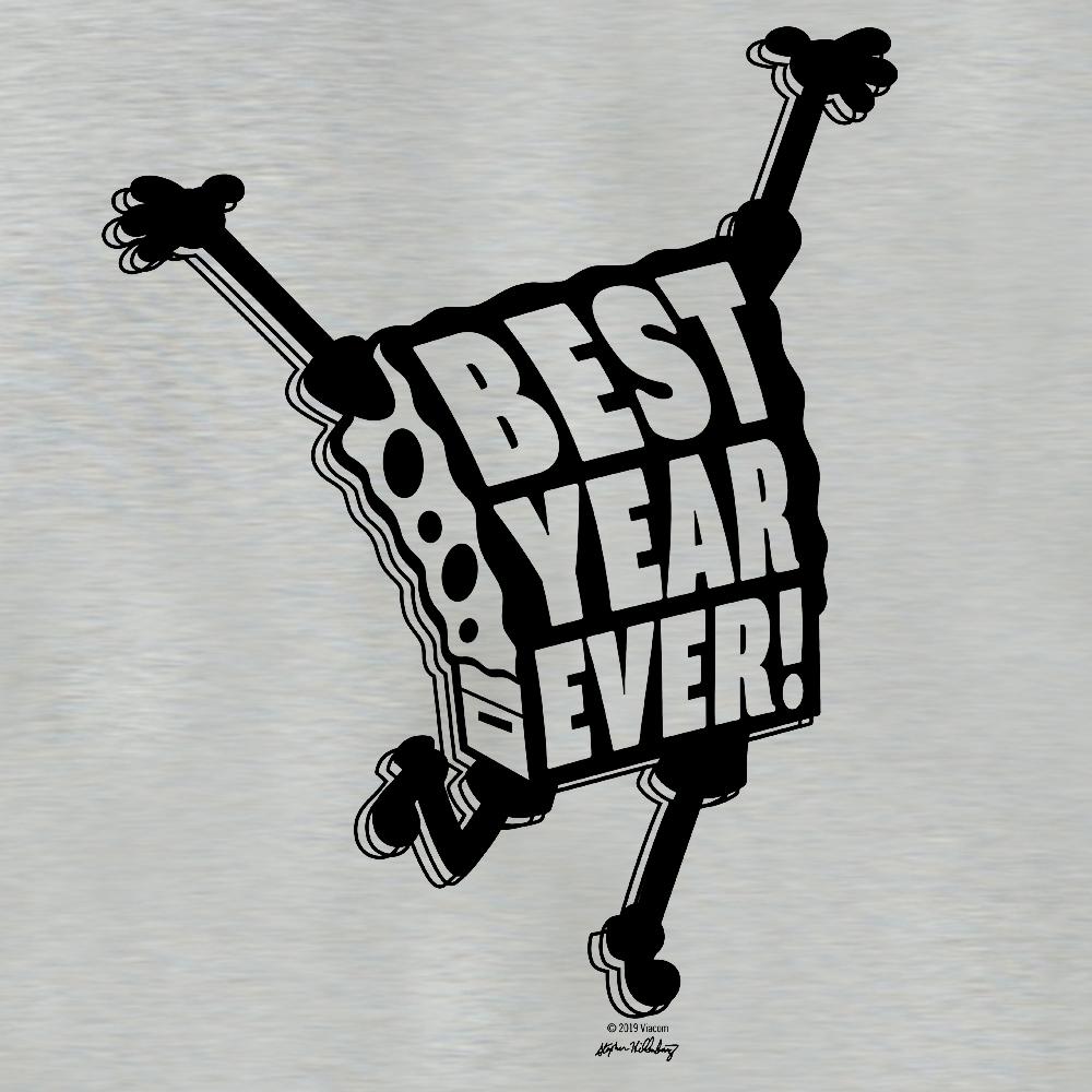SpongeBob SquarePants Best Year Ever Crew Neck Sweatshirt Fleece Crewneck Sweatshirt