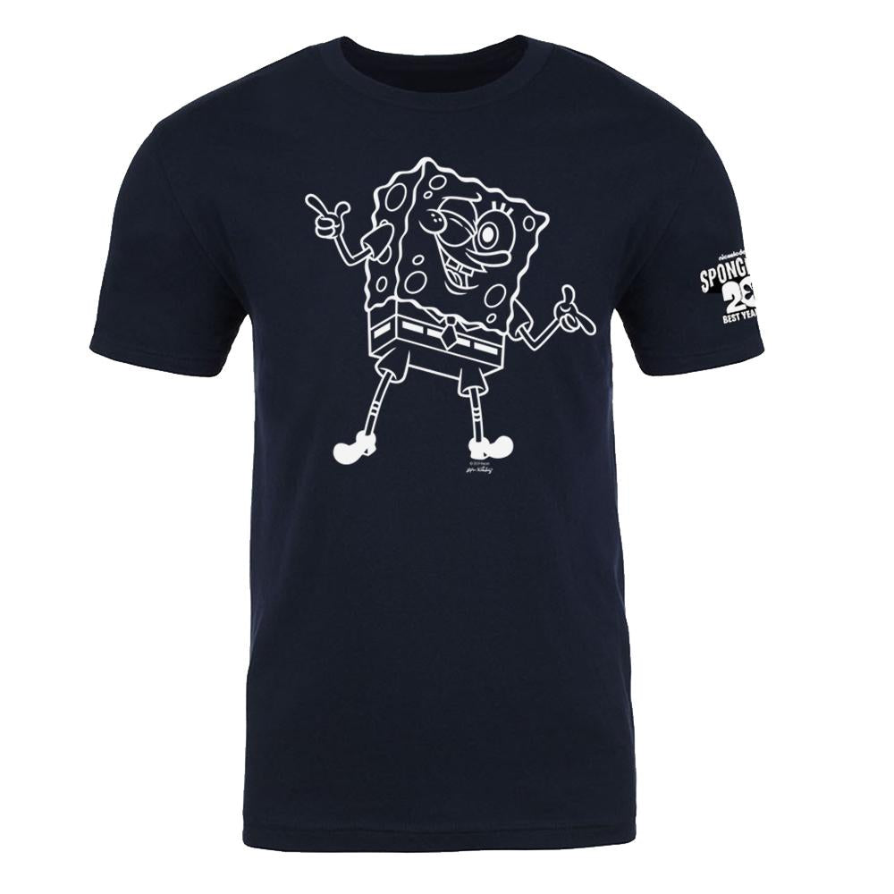 SpongeBob SquarePants Winking 20th Anniversary Adult Short Sleeve T-Shirt