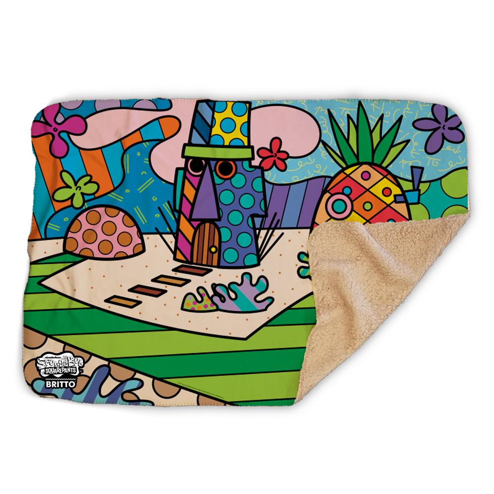 SpongeBob SquarePants Britto Bikini Bottom Sherpa Blanket - SpongeBob SquarePants Official Shop