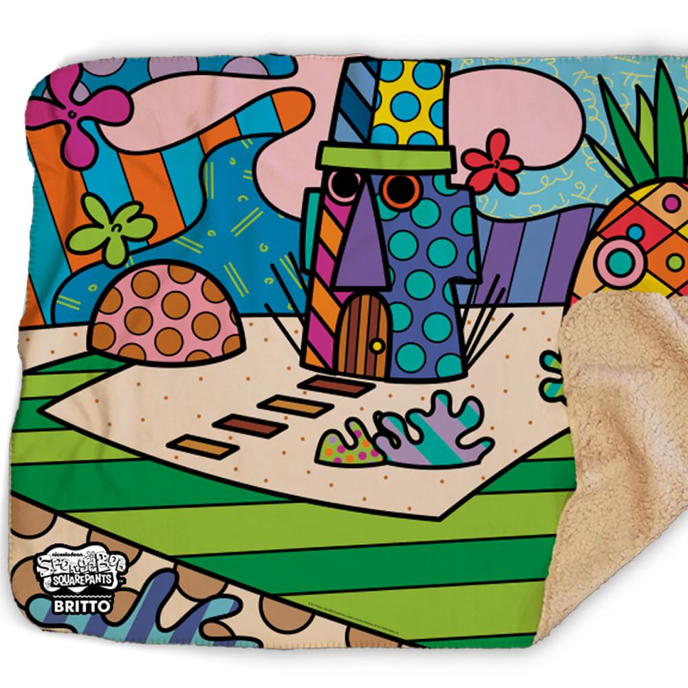 SpongeBob SquarePants Britto Bikini Bottom Sherpa Blanket - SpongeBob SquarePants Official Shop