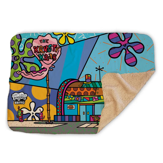 SpongeBob SquarePants Britto The Krusty Krab Sherpa Blanket - SpongeBob SquarePants Official Shop