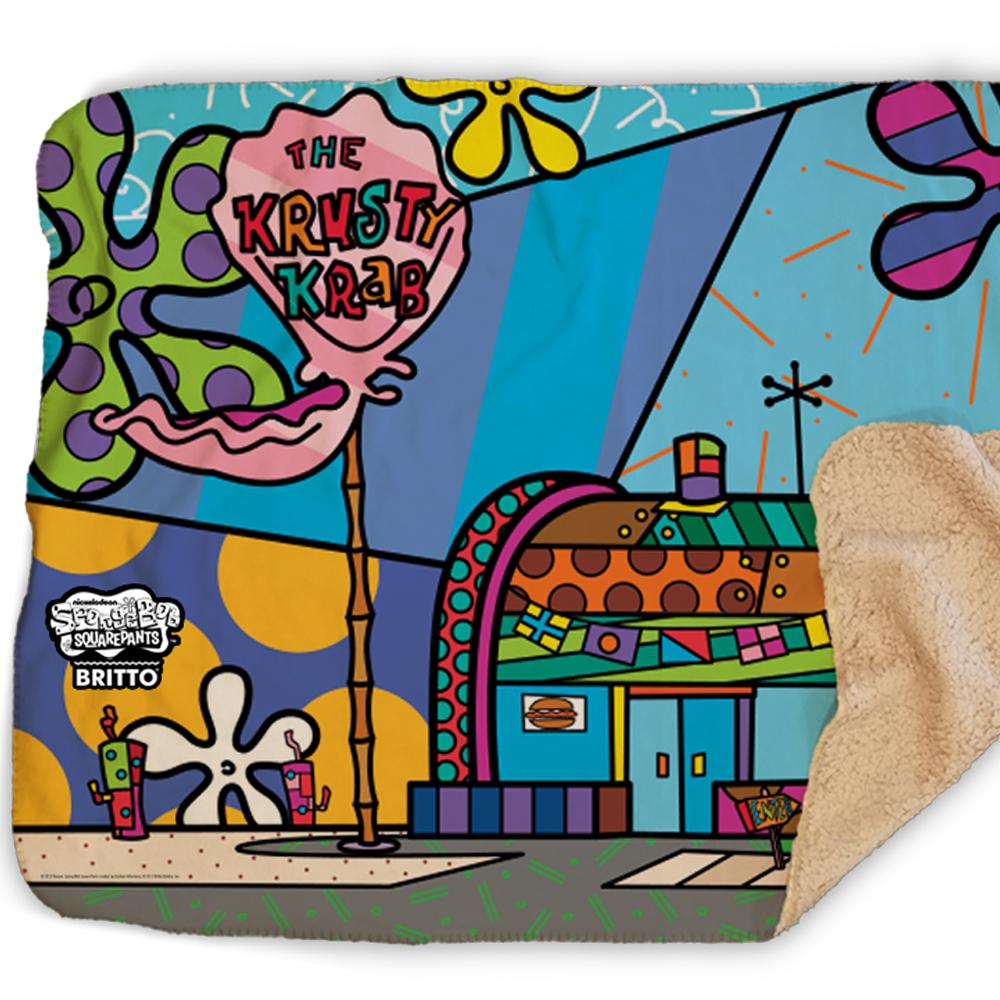 SpongeBob SquarePants Britto The Krusty Krab Sherpa Blanket - SpongeBob SquarePants Official Shop