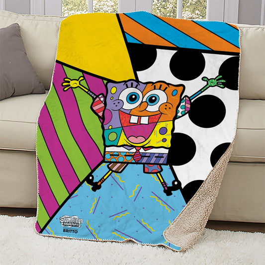 SpongeBob SquarePants Britto Rainbow Sherpa Blanket - SpongeBob SquarePants Official Shop