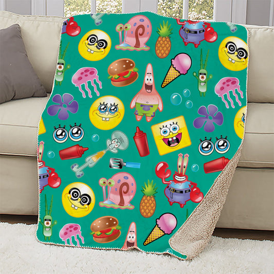 SpongeBob SquarePants Emojis Sherpa Blanket-0