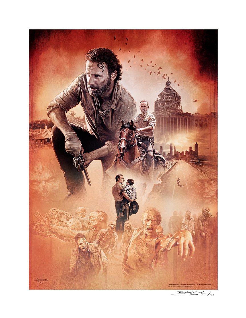 The Walking Dead Long Road Home Watercolor Giclee by Brian Rood