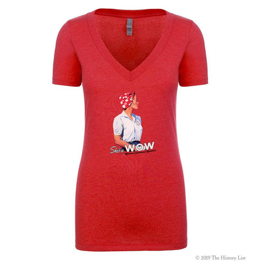 She's a W.O.W Women's V-Neck T-Shirt-0