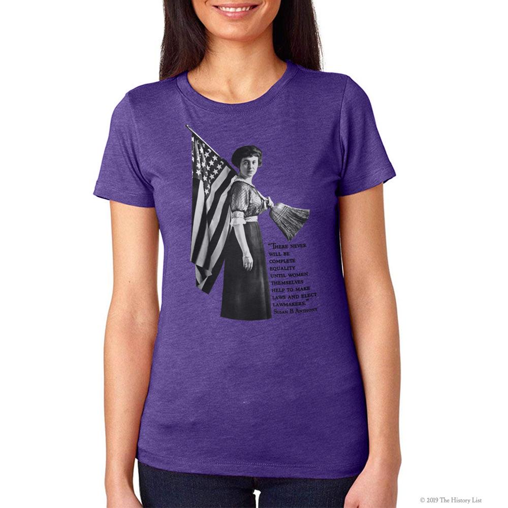 Women's Suffrage V-Neck T-Shirt with Susan B. Anthony Quote