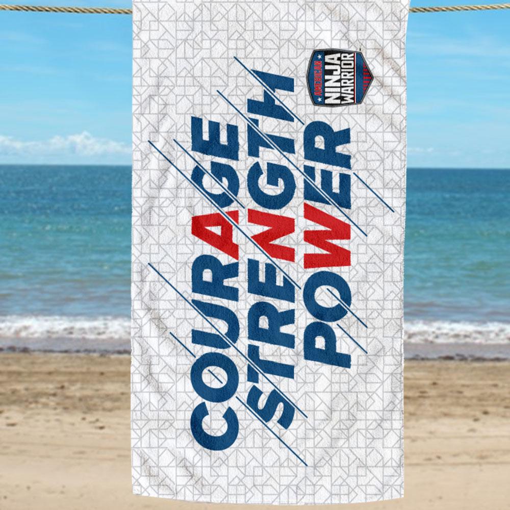 American Ninja Warrior Courage  Strength  Power Beach Towel