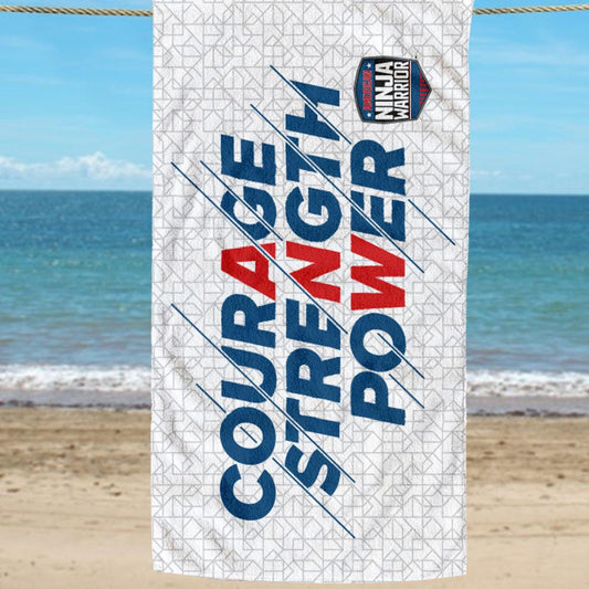 American Ninja Warrior Courage  Strength  Power Beach Towel-0