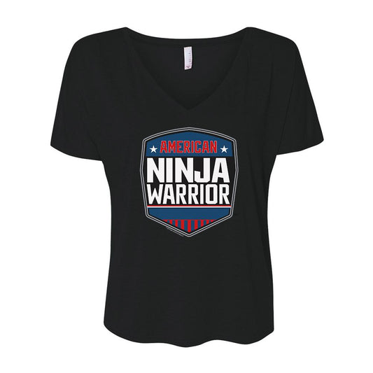 American Ninja Warrior Logo Women's Relaxed V-Neck T-Shirt-3