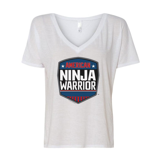 American Ninja Warrior Logo Women's Relaxed V-Neck T-Shirt-0