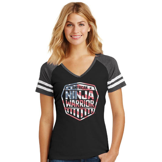 American Ninja Warrior Americana Women's V-neck T-shirt-2