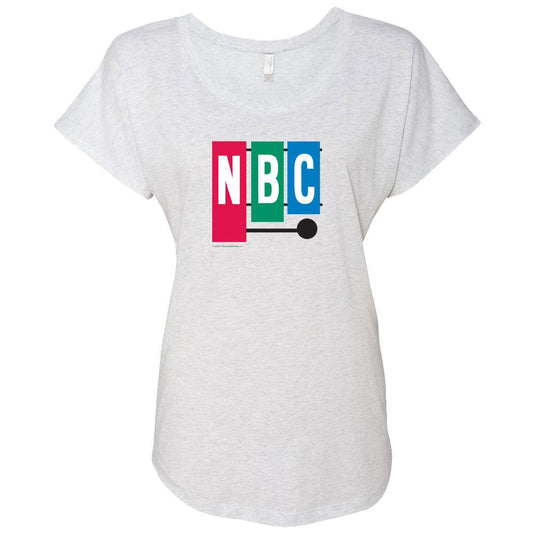 NBC Vintage 1954 Peacock Women's Tri-Blend Dolman T-Shirt-0