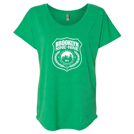 Brooklyn Nine-Nine Badge St. Patrick's Day Women's Tri-Blend Dolman T-Shirt