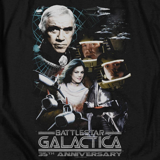 Battlestar Galactica 35th Anniversary Collage Men's Short Sleeve T-Shirt-1