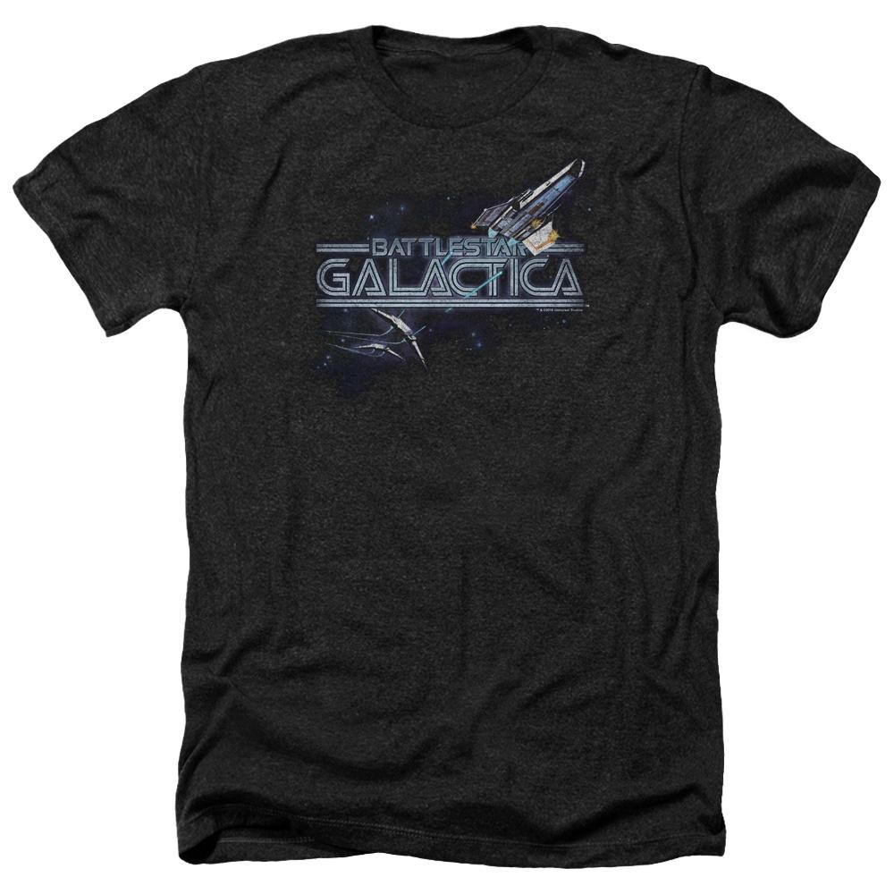 Battlestar Galactica Cylon Pursuit Heather Black Short Sleeve T-Shirt