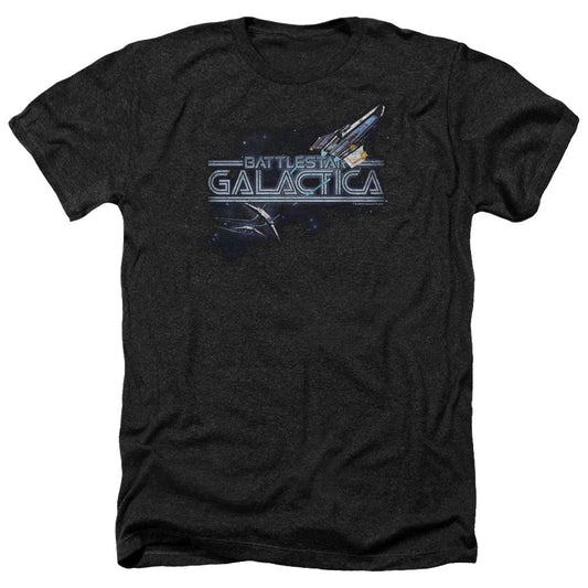 Battlestar Galactica Cylon Pursuit Heather Black Short Sleeve T-Shirt-0